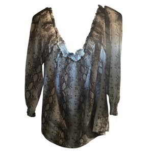 Blouse Shirt Snake Print Off Shoulder by Rue 21 Size 3X 24 1/2” Pit to Pit